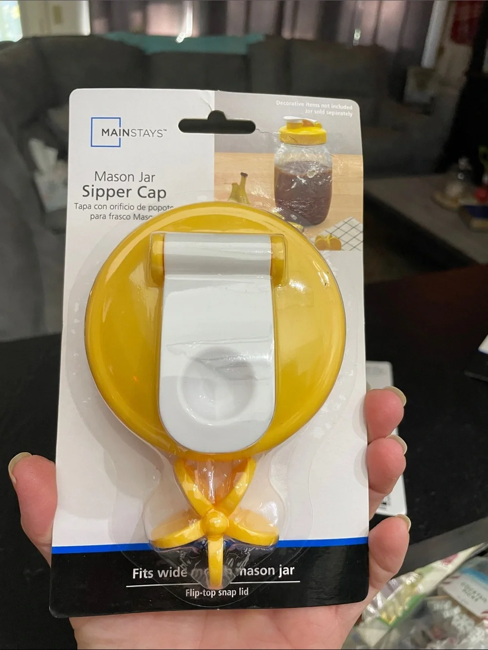 Wide-Mouth Mason Jar Sipper Cap - Green and Yellow (Set of 3) NIB